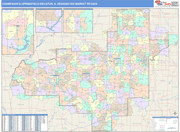 Champaign & Springfield-Decatur DMR Wall Map Color Cast Style