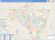 Greensboro-High Point-Winston Salem DMR Wall Map Color Cast Style
