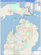 Traverse City-Cadillac DMR Wall Map Color Cast Style