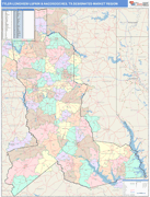 Tyler-Longview (Lufkin & Nacogdoches) DMR Wall Map Color Cast Style