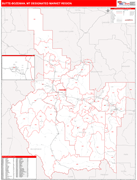 Butte-Bozeman DMR Wall Map Red Line Style