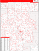 Cedar Rapids-Waterloo-Iowa City & Dubuque DMR Wall Map Red Line Style
