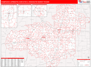 Champaign & Springfield-Decatur DMR Wall Map Red Line Style