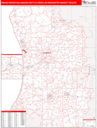 Grand Rapids-Kalamazoo-Battle Creek DMR Wall Map Red Line Style