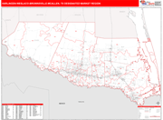 Harlingen-Weslaco-Brownsville-Mcallen DMR Map Red Line Style