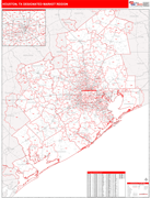 Houston DMR Wall Map Red Line Style