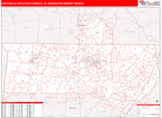 Huntsville-Decatur (Florence) DMR Map Red Line Style