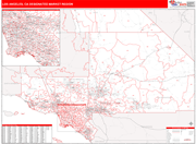 Los Angeles DMR Wall Map Red Line Style