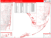 Miami-Ft. Lauderdale DMR Wall Map Red Line Style
