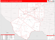 Odessa-Midland DMR Wall Map Red Line Style