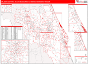 Orlando-Daytona Beach-Melbourne DMR Wall Map Red Line Style