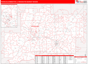 Peoria-Bloomington DMR Wall Map Red Line Style