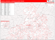 Roanoke-Lynchburg DMR Wall Map Red Line Style