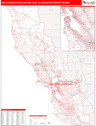 San Francisco-Oakland-San Jose DMR Map Red Line Style