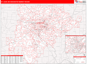 St. Louis DMR Wall Map Red Line Style