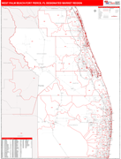 West Palm Beach-Fort Pierce DMR Wall Map Red Line Style