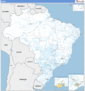 Brazil Country Wall Map Basic Style