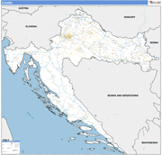 Croatia Country Wall Map Basic Style
