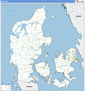 Denmark Country Wall Map Basic Style