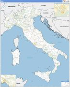 Italy Country Wall Map Basic Style
