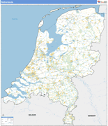 Netherlands Country Wall Map Basic Style