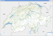 Switzerland Country Wall Map Basic Style