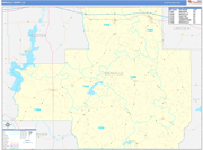 Bienville County Wall Map Basic Style