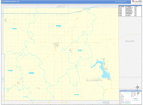 Ellsworth County Wall Map Basic Style