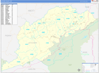 Letcher County Wall Map Basic Style