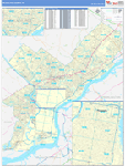 Philadelphia County Wall Map Basic Style