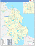 Plymouth County Wall Map Basic Style