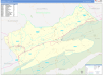 Tazewell County Wall Map Basic Style