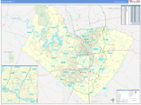 Travis County Wall Map Basic Style