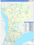 Westchester County Wall Map Basic Style