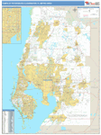 Hillsborough County, FL Zip Code Wall Map Basic Style by MarketMAPS -  MapSales