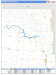North Dakota Western State Sectional Wall Map Basic Style