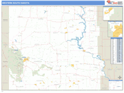 South Dakota Western State Sectional Wall Map Basic Style