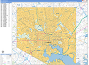 Baltimore  Wall Map Basic Style