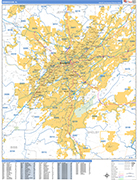 Birmingham  Wall Map Basic Style