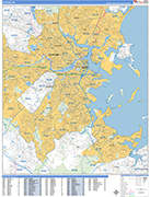 Boston  Wall Map Basic Style