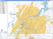 Chattanooga  Wall Map Basic Style