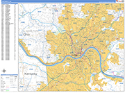 Cincinnati  Wall Map Basic Style