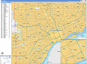 Detroit  Wall Map Basic Style