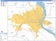 Dubuque  Wall Map Basic Style