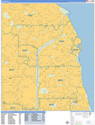 Evanston  Wall Map Basic Style
