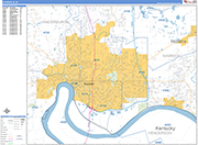 Evansville  Wall Map Basic Style