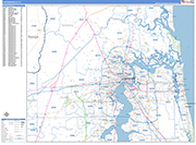 Jacksonville  Wall Map Basic Style