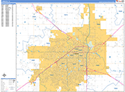 Lubbock  Wall Map Basic Style