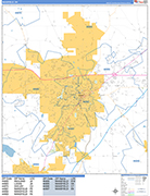 Mansfield  Wall Map Basic Style