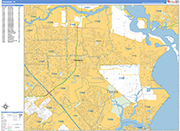 Pasadena  Wall Map Basic Style